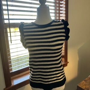 Black and white striped knit top